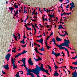 Pink and Blue  Off-Shoulder Top